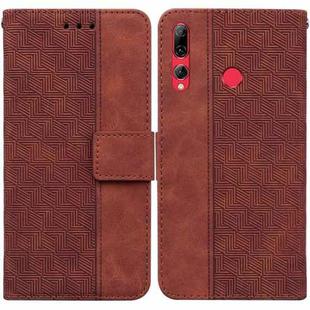 For Huawei P smart Z/Y9 Prime 2019/Honor 9X Foreign Version Geometric Embossed Leather Phone Case(Brown)