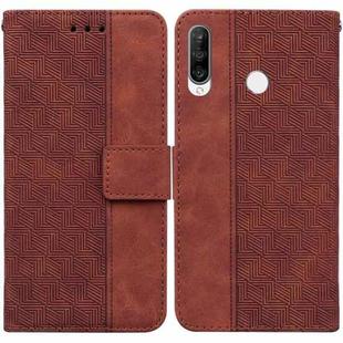 For Huawei P30 Lite / nova 4e Geometric Embossed Leather Phone Case(Brown)