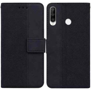 For Huawei P30 Lite / nova 4e Geometric Embossed Leather Phone Case(Black)