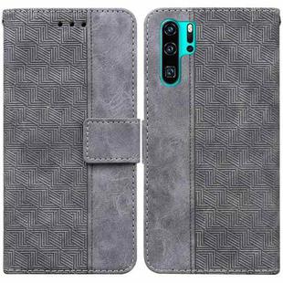 For Huawei P30 Pro Geometric Embossed Leather Phone Case(Grey)