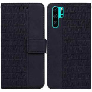 For Huawei P30 Pro Geometric Embossed Leather Phone Case(Black)