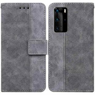 For Huawei P40 Pro Geometric Embossed Leather Phone Case(Grey)