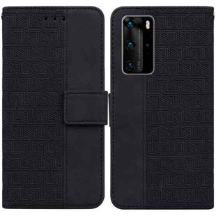 For Huawei P40 Pro Geometric Embossed Leather Phone Case(Black)