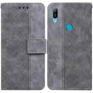 For Huawei Y6 2019 Geometric Embossed Leather Phone Case(Grey)