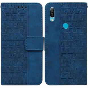 For Huawei Y6 2019 Geometric Embossed Leather Phone Case(Blue)