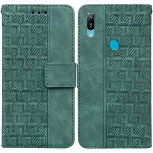 For Huawei Y6 2019 Geometric Embossed Leather Phone Case(Green)