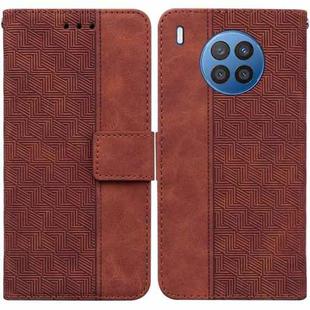 For Huawei nova 8i/Honor 50 Lite Overseas Version Geometric Embossed Leather Phone Case(Brown)