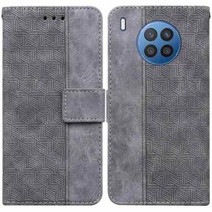 For Huawei nova 8i/Honor 50 Lite Overseas Version Geometric Embossed Leather Phone Case(Grey)