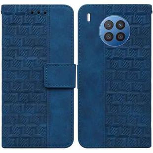For Huawei nova 8i/Honor 50 Lite Overseas Version Geometric Embossed Leather Phone Case(Blue)