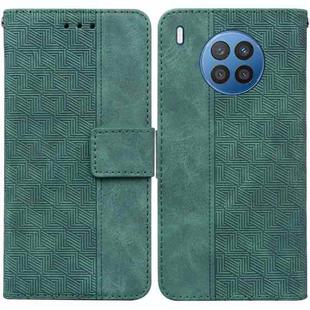 For Huawei nova 8i/Honor 50 Lite Overseas Version Geometric Embossed Leather Phone Case(Green)