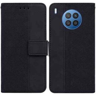 For Huawei nova 8i/Honor 50 Lite Overseas Version Geometric Embossed Leather Phone Case(Black)