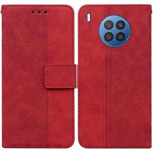 For Huawei nova 8i/Honor 50 Lite Overseas Version Geometric Embossed Leather Phone Case(Red)