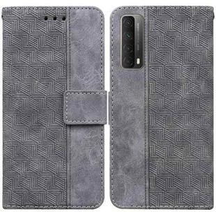 For Huawei P smart 2021 / Y7a Geometric Embossed Leather Phone Case(Grey)