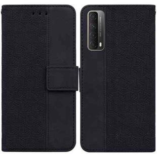 For Huawei P smart 2021 / Y7a Geometric Embossed Leather Phone Case(Black)