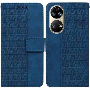 For Huawei P50 Geometric Embossed Leather Phone Case(Blue)