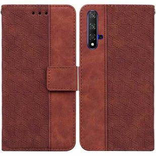 For Honor 20 / Huawei nova 5T Geometric Embossed Leather Phone Case(Brown)
