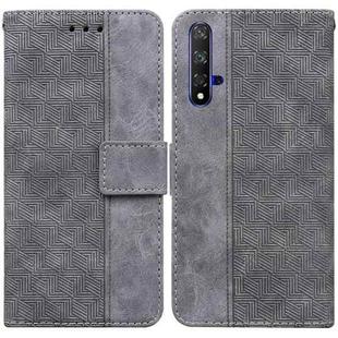 For Honor 20 / Huawei nova 5T Geometric Embossed Leather Phone Case(Grey)