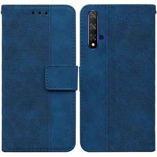 For Honor 20 / Huawei nova 5T Geometric Embossed Leather Phone Case(Blue)