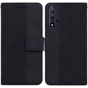 For Honor 20 / Huawei nova 5T Geometric Embossed Leather Phone Case(Black)