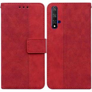 For Honor 20 / Huawei nova 5T Geometric Embossed Leather Phone Case(Red)