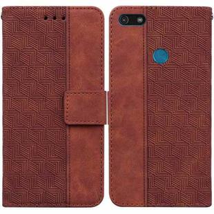 For Motorola Moto E6 Play Geometric Embossed Leather Phone Case(Brown)