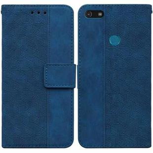 For Motorola Moto E6 Play Geometric Embossed Leather Phone Case(Blue)