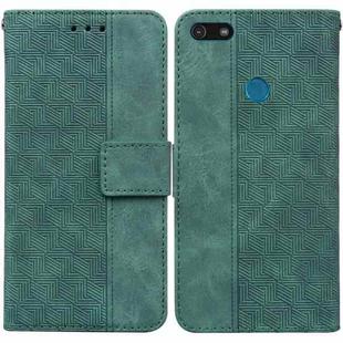 For Motorola Moto E6 Play Geometric Embossed Leather Phone Case(Green)