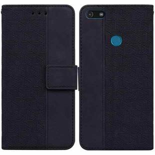 For Motorola Moto E6 Play Geometric Embossed Leather Phone Case(Black)