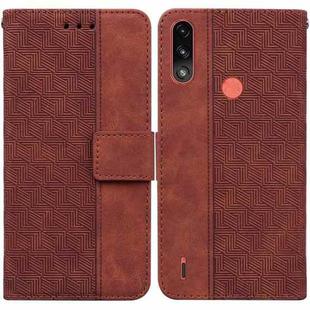 For Motorola Moto E7 Power/E7i Power Geometric Embossed Leather Phone Case(Brown)