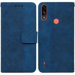 For Motorola Moto E7 Power/E7i Power Geometric Embossed Leather Phone Case(Blue)