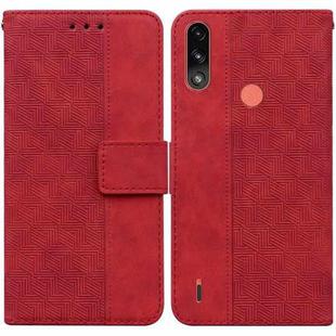 For Motorola Moto E7 Power/E7i Power Geometric Embossed Leather Phone Case(Red)