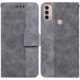 For Motorola Moto E20 / E30 / E40 Geometric Embossed Leather Phone Case(Grey)