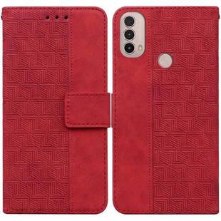 For Motorola Moto E20 / E30 / E40 Geometric Embossed Leather Phone Case(Red)