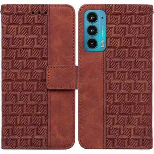 For Motorola Moto Edge 20 Geometric Embossed Leather Phone Case(Brown)