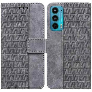For Motorola Moto Edge 20 Geometric Embossed Leather Phone Case(Grey)