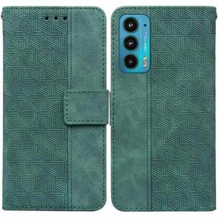 For Motorola Moto Edge 20 Geometric Embossed Leather Phone Case(Green)