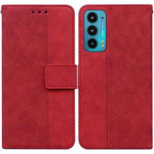 For Motorola Moto Edge 20 Geometric Embossed Leather Phone Case(Red)