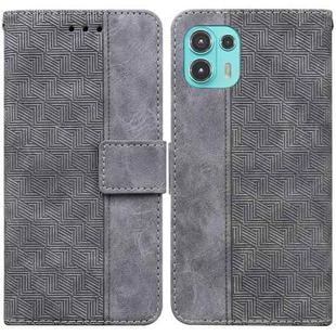 For Motorola Moto Edge 20 Lite/20 Fusion Geometric Embossed Leather Phone Case(Grey)