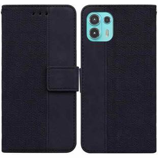 For Motorola Moto Edge 20 Lite/20 Fusion Geometric Embossed Leather Phone Case(Black)