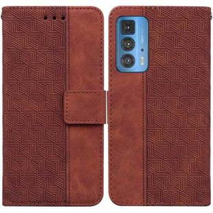 For Motorola Moto Edge 20 Pro Geometric Embossed Leather Phone Case(Brown)