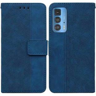 For Motorola Moto Edge 20 Pro Geometric Embossed Leather Phone Case(Blue)