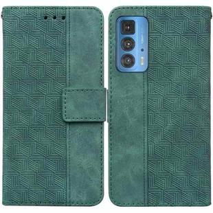 For Motorola Moto Edge 20 Pro Geometric Embossed Leather Phone Case(Green)