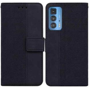 For Motorola Moto Edge 20 Pro Geometric Embossed Leather Phone Case(Black)