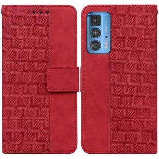 For Motorola Moto Edge 20 Pro Geometric Embossed Leather Phone Case(Red)