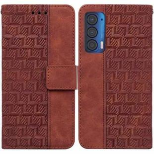 For Motorola Moto Edge 2021 Geometric Embossed Leather Phone Case(Brown)