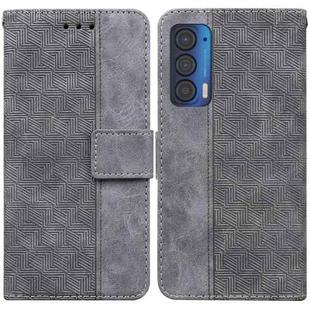 For Motorola Moto Edge 2021 Geometric Embossed Leather Phone Case(Grey)