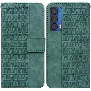 For Motorola Moto Edge 2021 Geometric Embossed Leather Phone Case(Green)