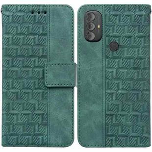 For Motorola Moto G Power 2022 Geometric Embossed Leather Phone Case(Green)