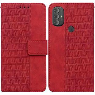 For Motorola Moto G Power 2022 Geometric Embossed Leather Phone Case(Red)