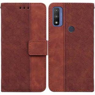 For Motorola Moto G Pure Geometric Embossed Leather Phone Case(Brown)